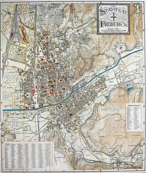 Freiburg historischer Stadtplan 1920